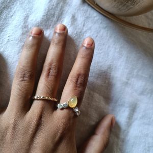 Yellow Stone Diamond Ring Set