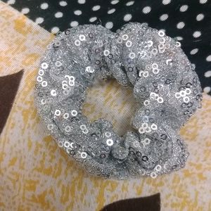 I Am Selling Silver Glitter Sequins Scrunchie