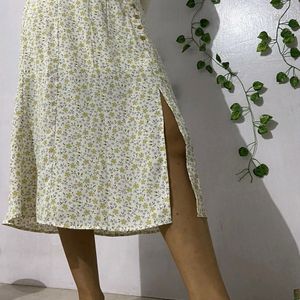 Floral Print A Line Skirt