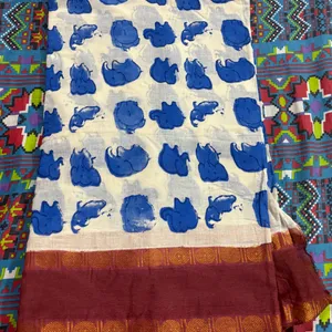 Cotton Ellie Print Sungudi Saree