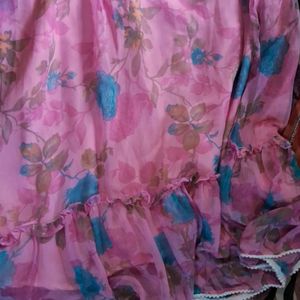 Pink Floral Gorgette Anarkali Kurta