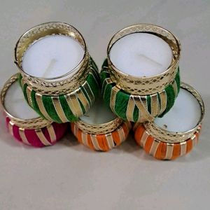 Set Of 5 Drum Style T Light Candle Stand