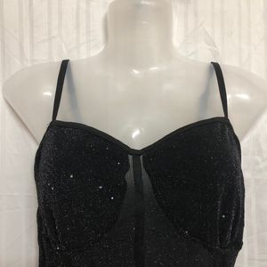 SHEIN Allurite Sequin Mesh Bustier Crop Cami Top