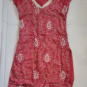 Mirror Work Silk Kurti