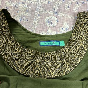 Branded Silk Cotton Green Kurti