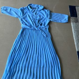 Fixed Price Blue Dress With Elbow Sleeves