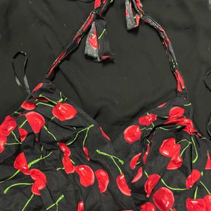 Vintage Halter Neck Cherry 🍒print Dress