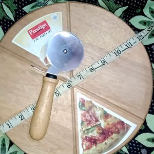 😯12 Inches Wooden Pizza Board With Wood 🍕 Cutter