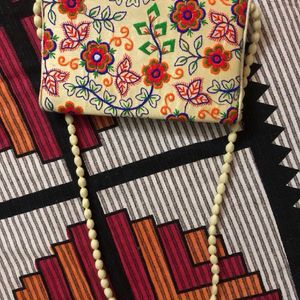 Rajasthani White Sling Bag