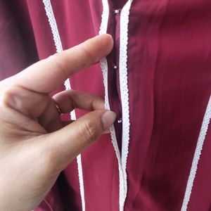 Maroon Lace Abaya