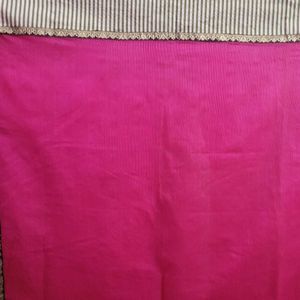 Lightly Used Blended Cotton Saree (Vibrant Pink)