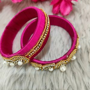 Pink Handcrafted Bangle (Women) | 2.6 Inches|