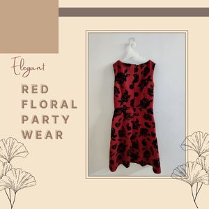 Red Floral Party Wear