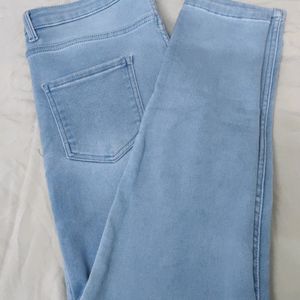 Ice Blue High Waist Skinny Fit Jeans For Women