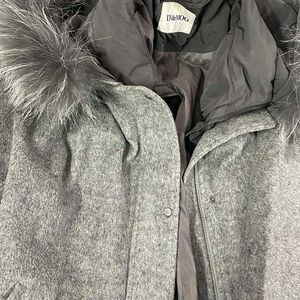 Grey Dress Plus Hood Overcoat With Fur