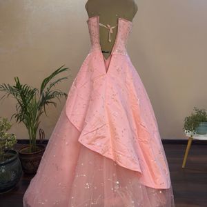 Pink Heavy Embellished Multi Layered Gown