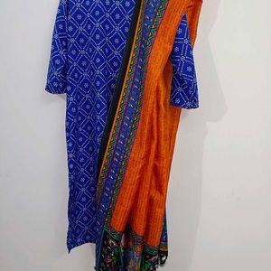 Madhubani Duppatta With Blue Kurta