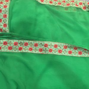 Green Heavy Partywear Saree Women