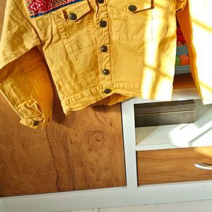 Bright Yellow Jacket With Thread Work