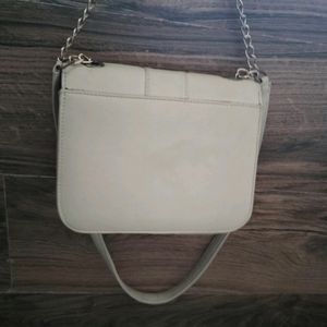 Nude Classy Sling Bag With Buckle