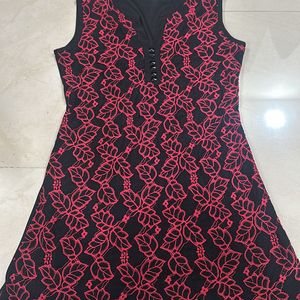 Elegant Red and Black Lace Dress