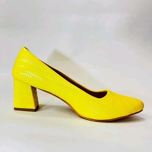 Lemon Colour Broad Heels