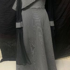 Black and White Gown  With Long Sleeves