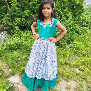 Baby Girl Long Frock Seagreen And Yash