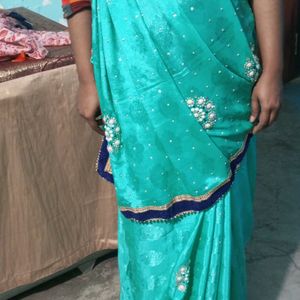 Sea Green Embellished Saree