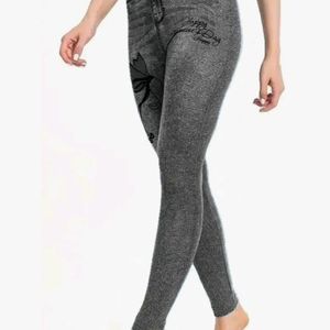 Grey Denim Butterfly Print Jeggings (Waist 24")