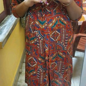 rayon print mandarin kurti