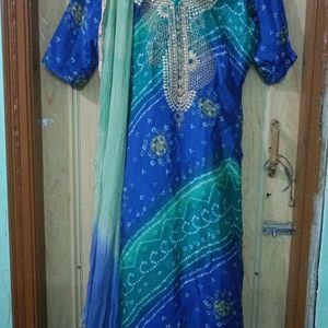 Blue Green Salwar Kameez Set