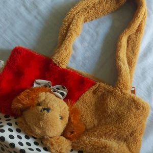 Cute Puppy Fur Handbag + Freebie Purse