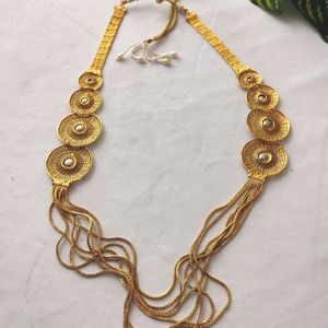 Golden Necklace With Earrings ( Women)