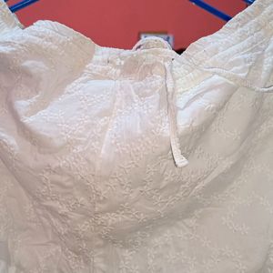 White Chikankari Shorts