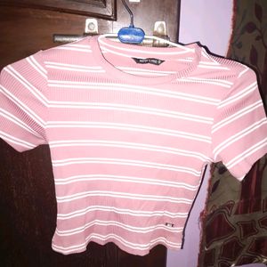 PINK FITTED CROP TOP