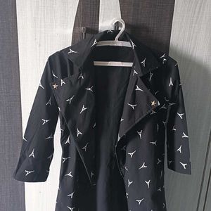 Black With White Printed Trendy Shrug For Women