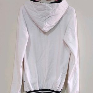 White Zipper Hoodie For Women