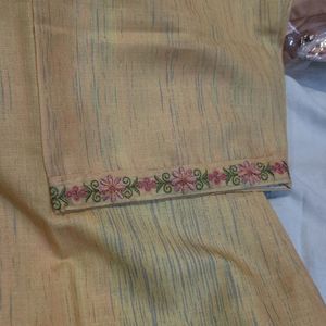 Khadi Cotton Suit With Organza Dupatta