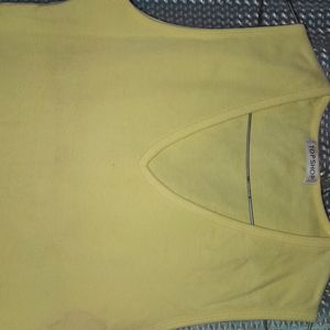 Cut Sleeves Yellow Top Hanging Front,Sale 70