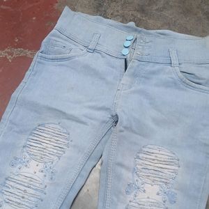 Like New Sky Blue fitted Skinny  jeans For Girls