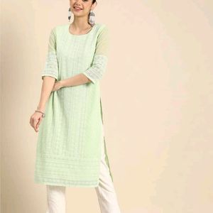 Chikankari Pista Full Sleeve Anouk Kurta