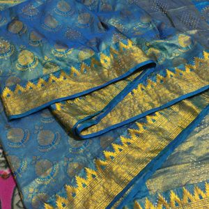 Blue Bridal Kanchipuram Saree