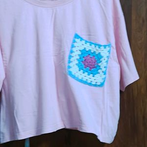 Baby Pink Crop T Shirt