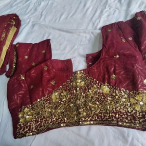 Maroon Coloured Heavy Work Sari