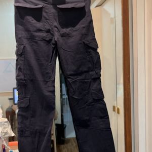 High Waist Blue Cargo Pants