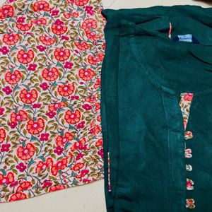 Green Kurti Printed Plazzo Set