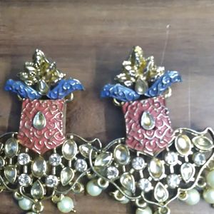 Kundan Enamel Coloured Earrings