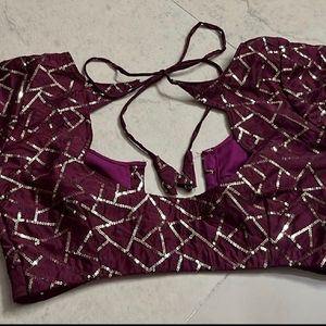 Burgundy Blouse With Design Work