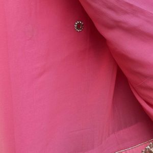 Pink Peach Saree With Heavy Border